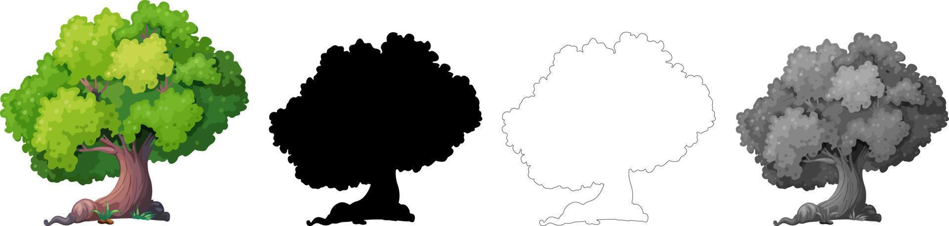 Collection Trees vector, tree silhouette, tree line art on White Background. vector
