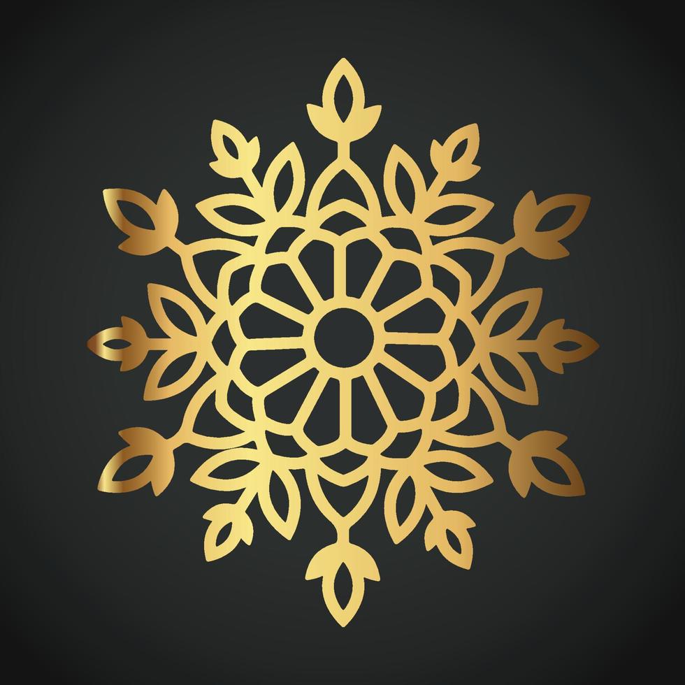 copo de nieve ornamento vector color dorado sobre fondo negro