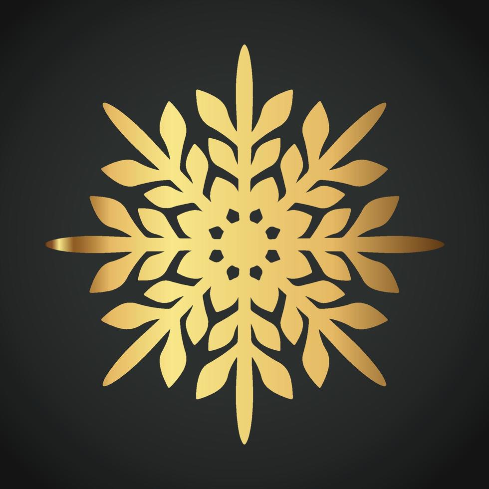Snowflake Ornament Vector golden color on black background