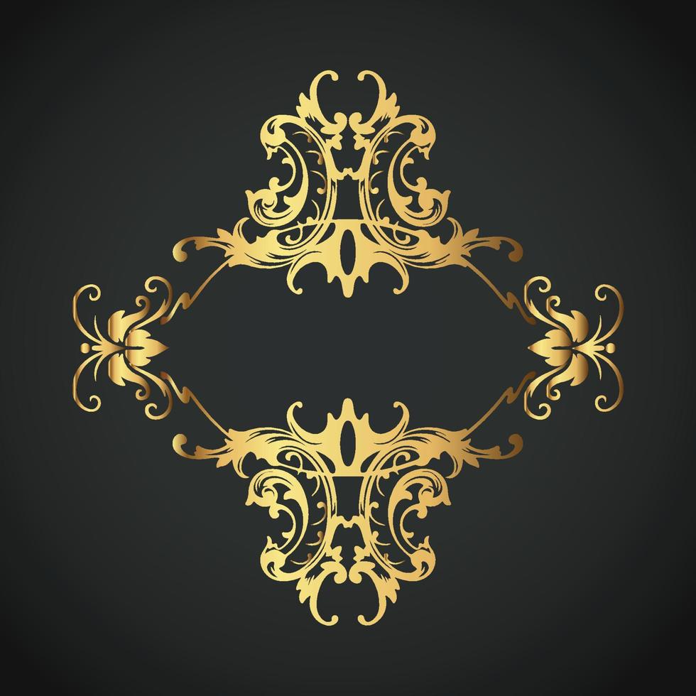 Snowflake Ornament Vector golden color on black background