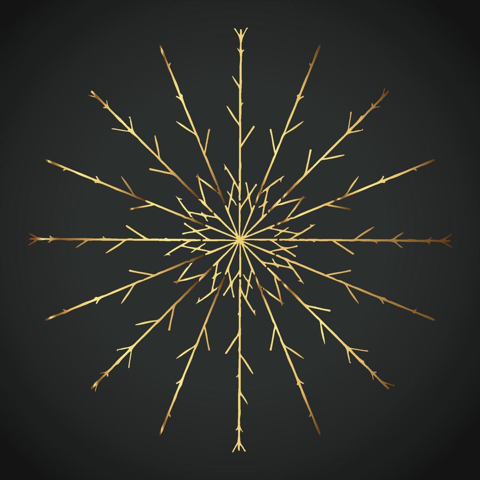 Snowflake Ornament Vector golden color on black background