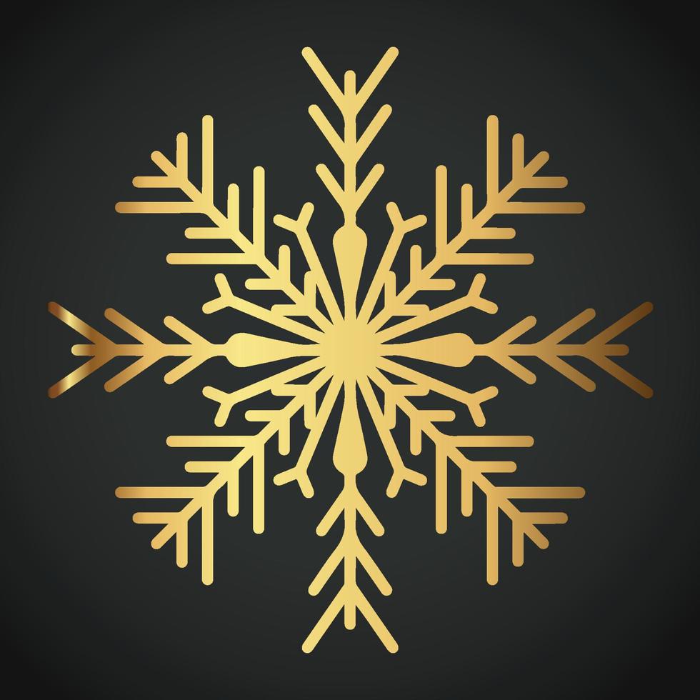 Snowflake Ornament Vector golden color on black background