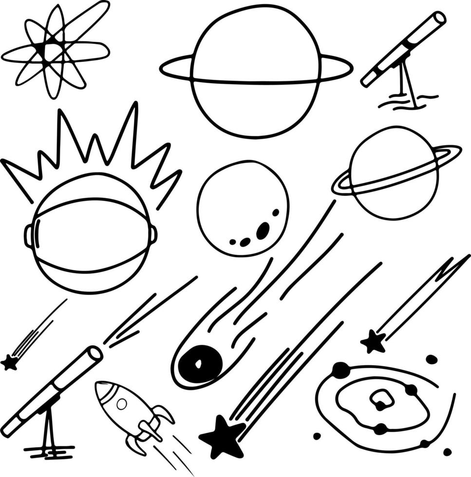 cosmos technology galaxy symbol doodles astronomy vector outline artwork