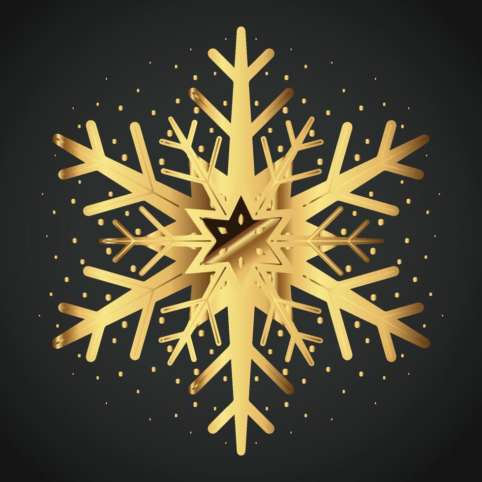 Snowflake Ornament Vector golden color on black background