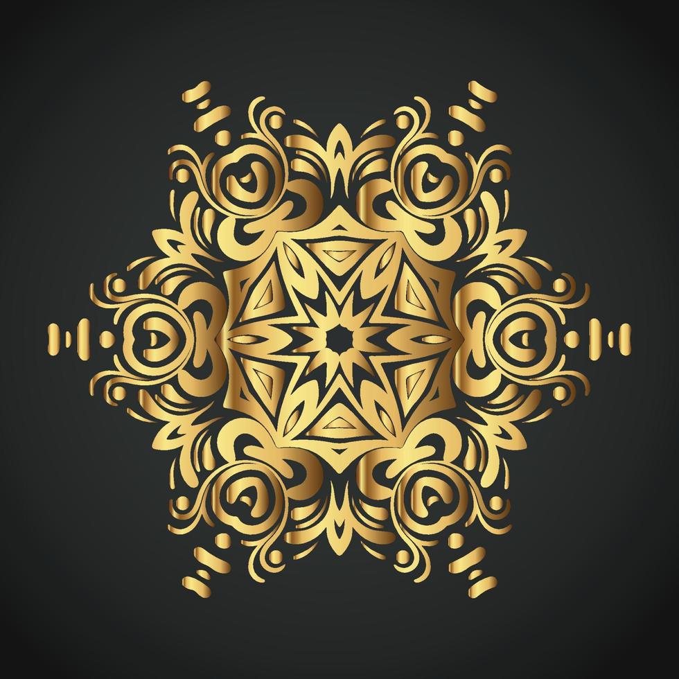 Snowflake Ornament Vector golden color on black background