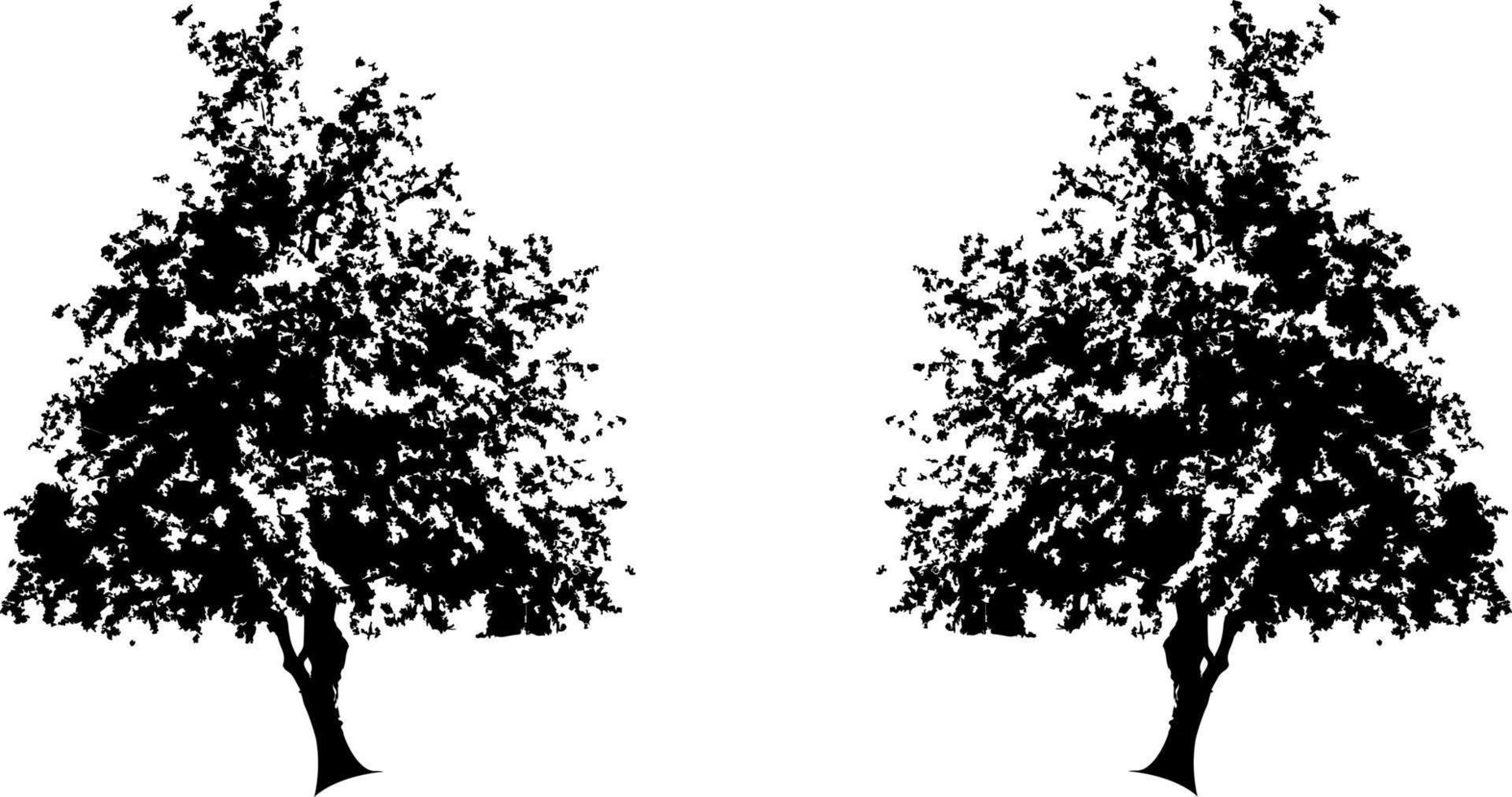 Black trees set isolated on white background. Tree silhouettes. Design of trees for posters, banners and promotional items. Vector illustration