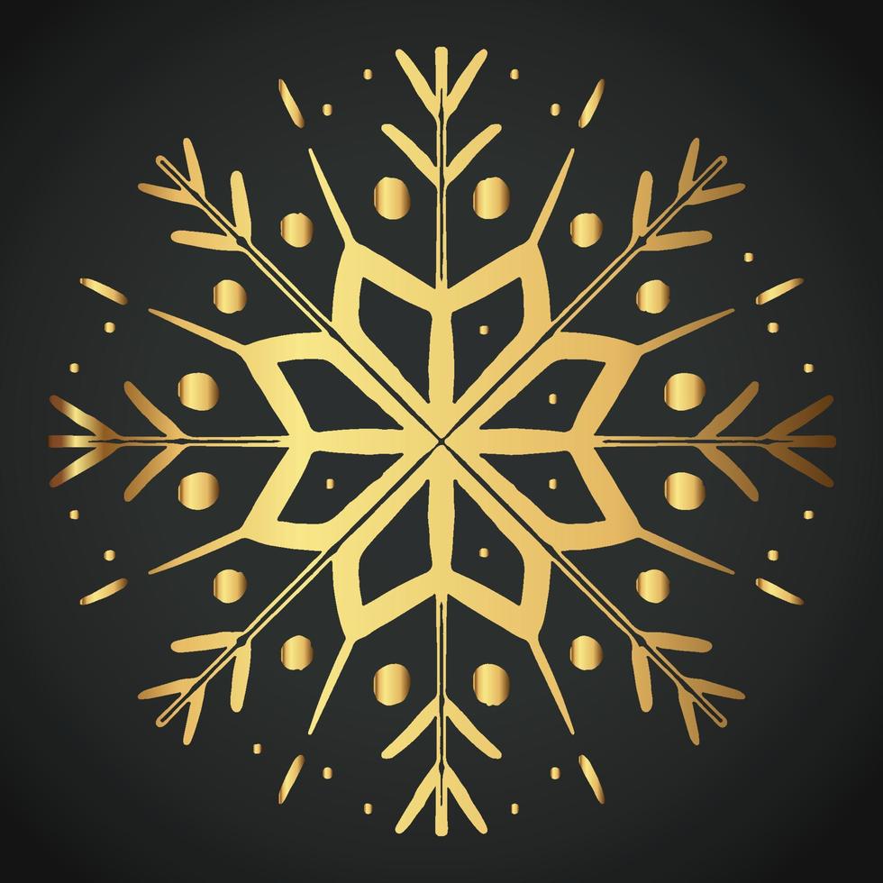 Snowflake Ornament Vector golden color on black background