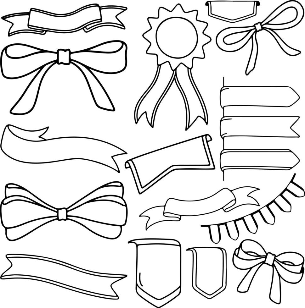 Decorative ribbon drawing symbol line vector design outline