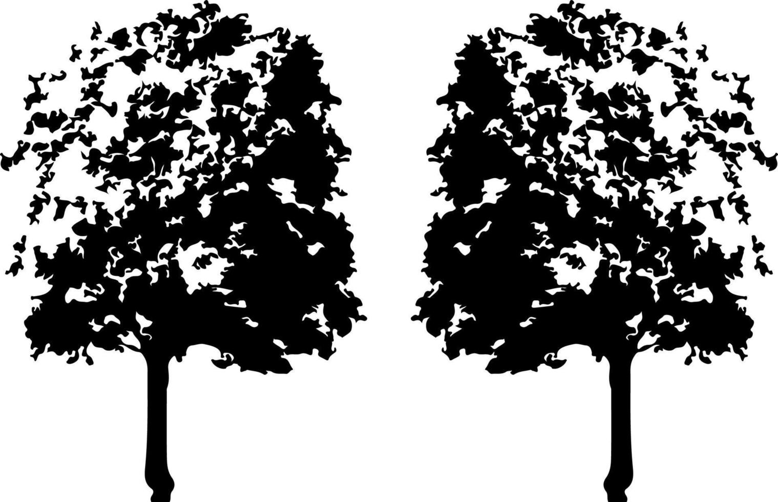 Black trees set isolated on white background. Tree silhouettes. Design of trees for posters, banners and promotional items. Vector illustration