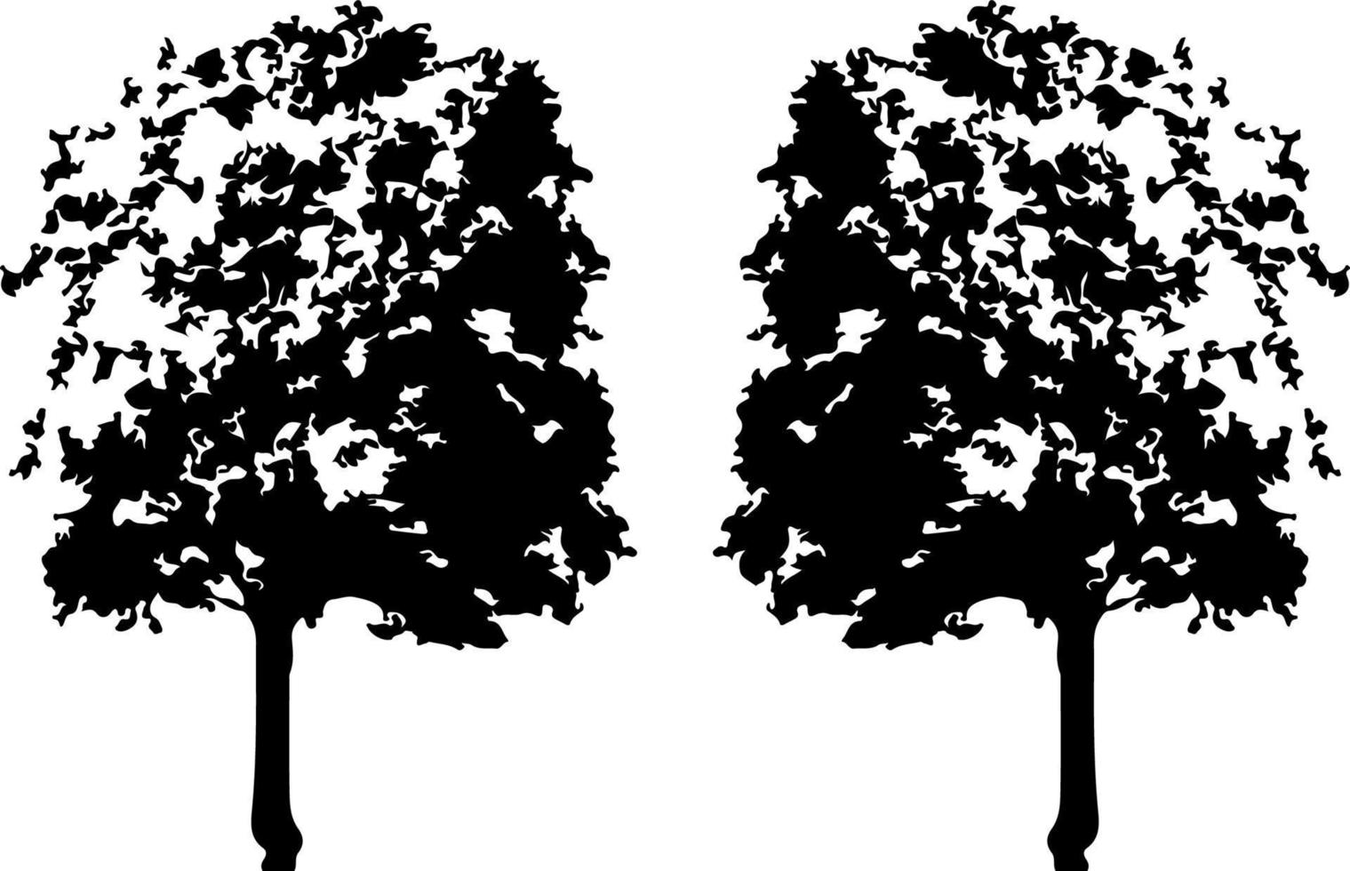 Black trees set isolated on white background. Tree silhouettes. Design of trees for posters, banners and promotional items. Vector illustration