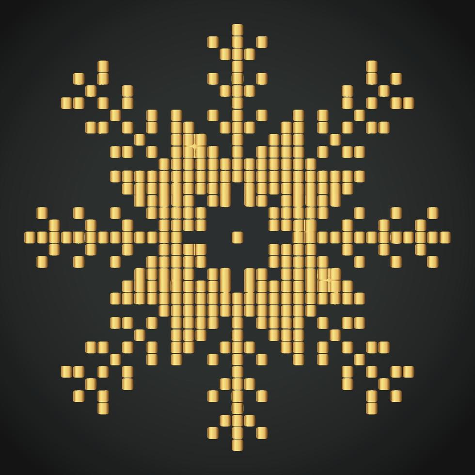 Snowflake Ornament Vector golden color on black background