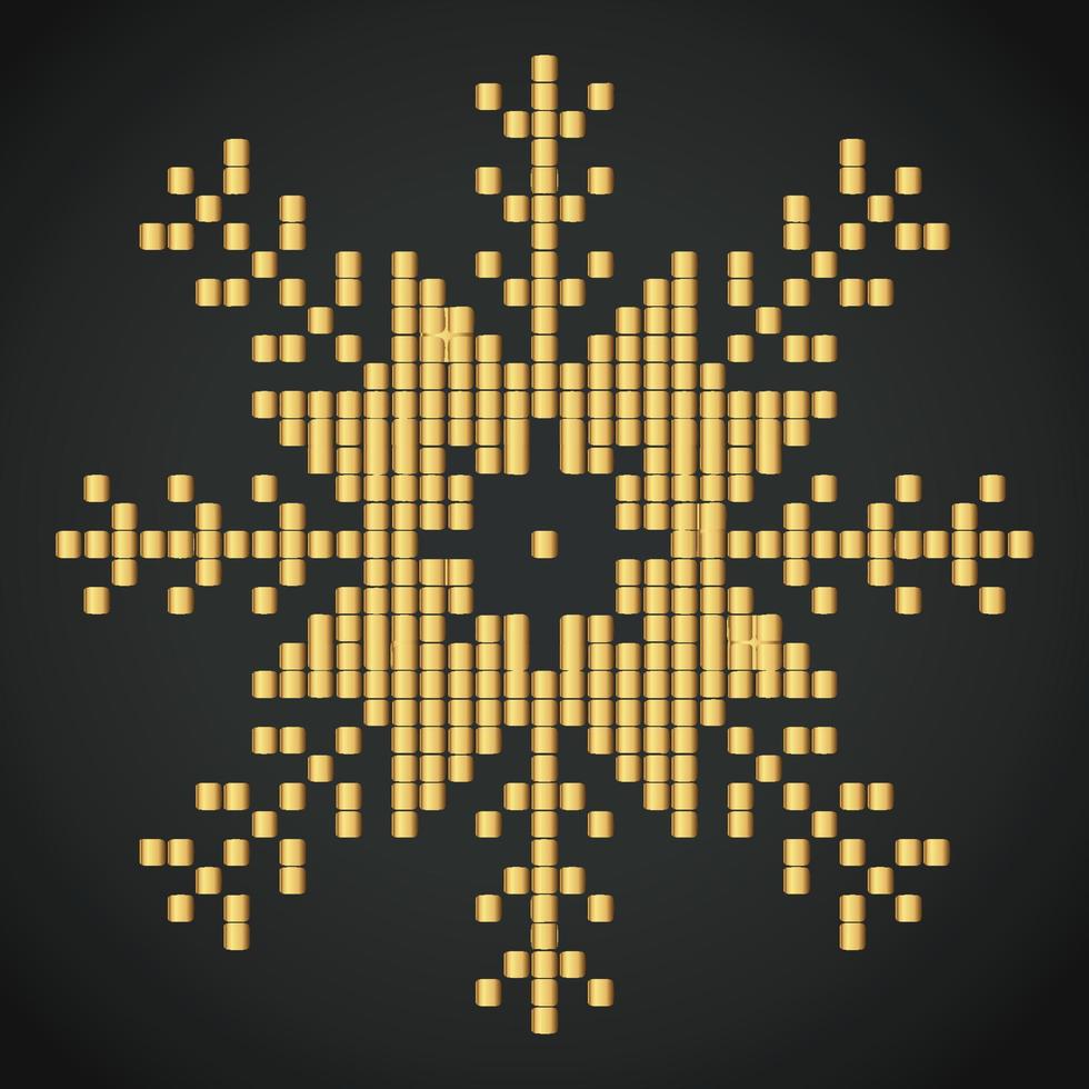 Snowflake Ornament Vector golden color on black background