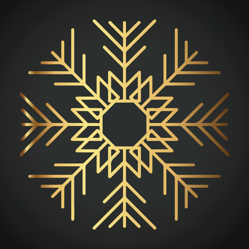 Snowflake Ornament Vector golden color on black background