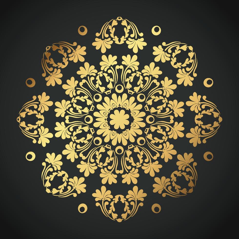 Snowflake Ornament Vector golden color on black background