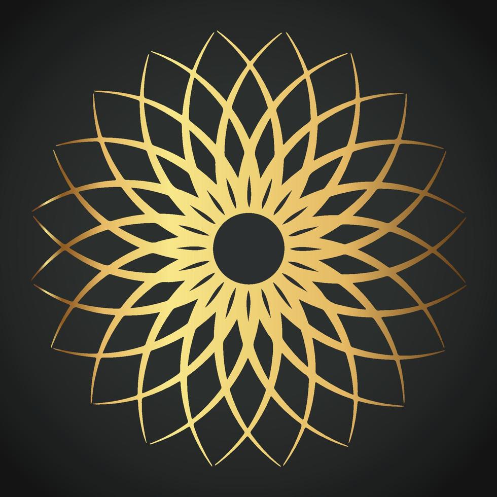 Snowflake Ornament Vector golden color on black background