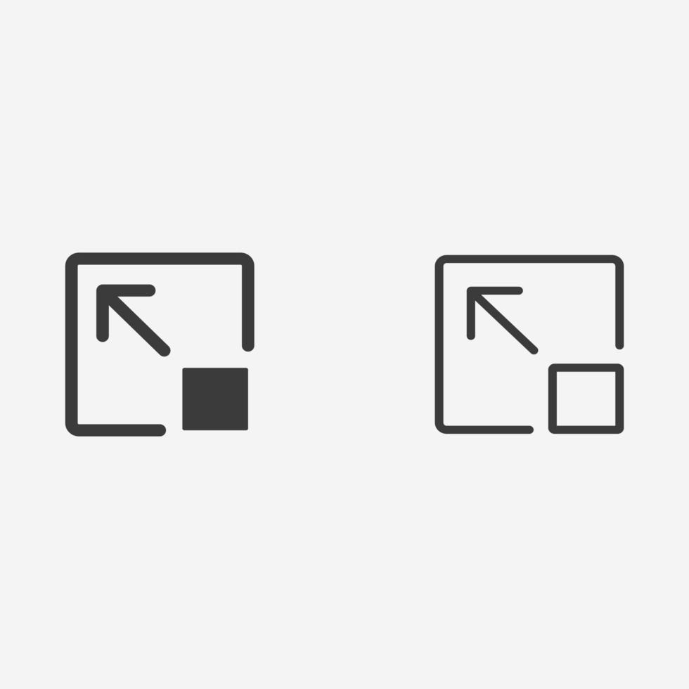 Enlarge, size, extend, maximize, expand, full size icon vector set symbol sign