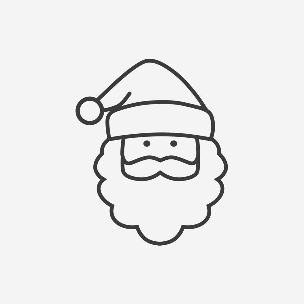 santa claus cara barba bigote icono vector aislado. signo de símbolo de esquema de navidad, año nuevo