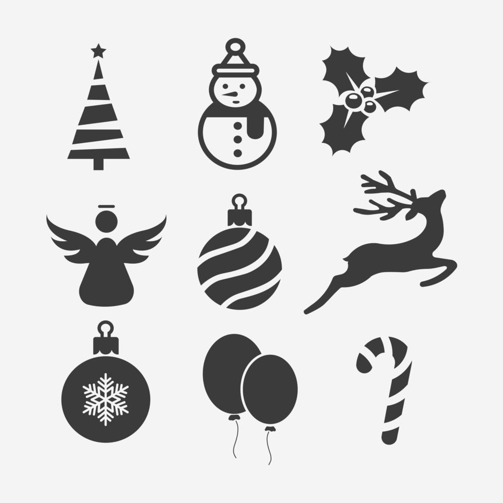 New year, Merry Christmas icon vector set collection symbol sign. Happy New Year. Happy Holiday.