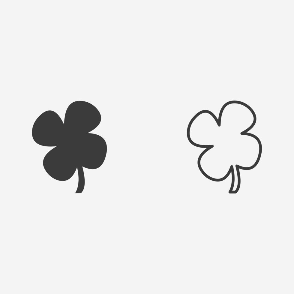 conjunto de vectores de iconos de trébol de cuatro hojas. patrick, signo de símbolo de planta