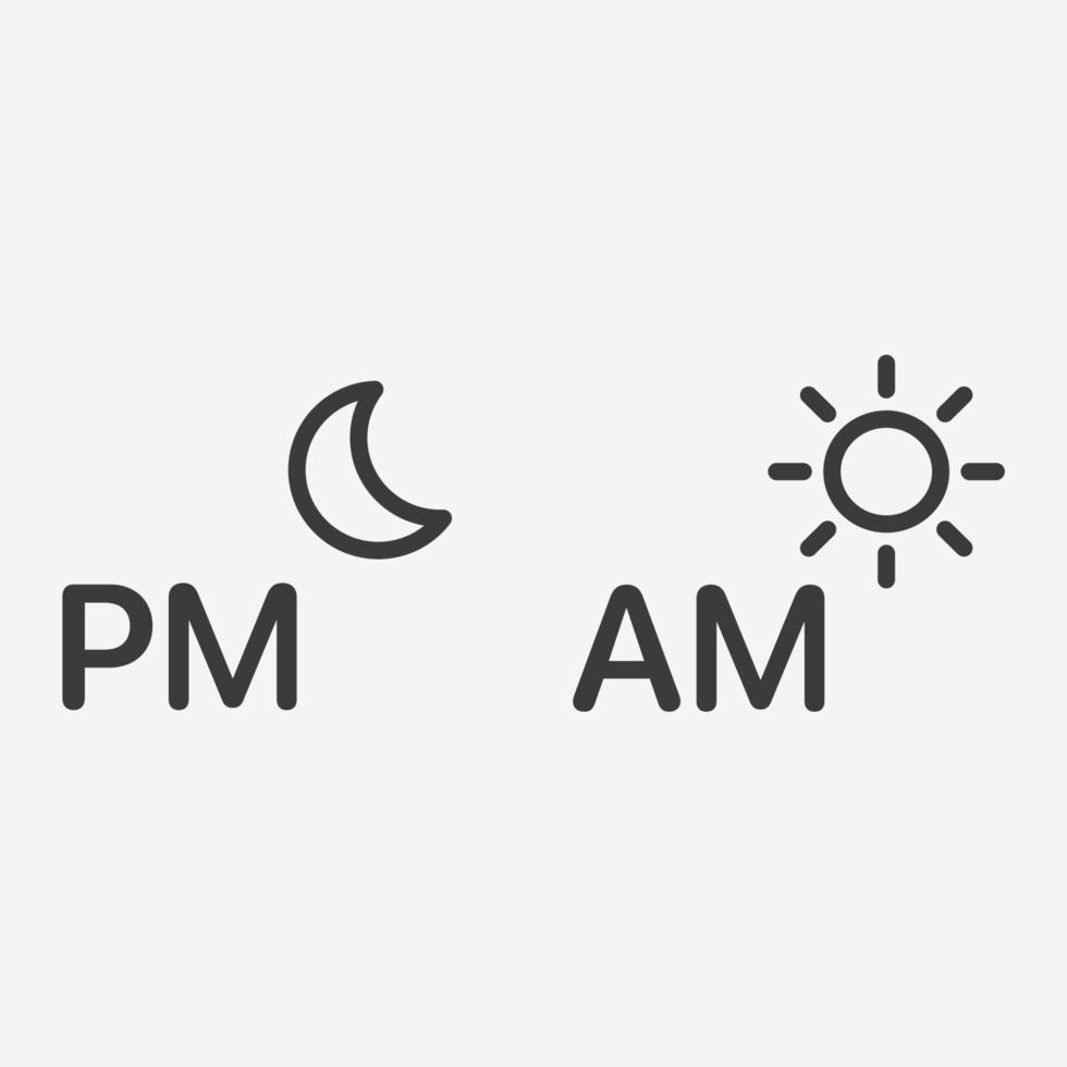 am pm conjunto de vectores de iconos. sol, luna, signo de símbolo de tiempo