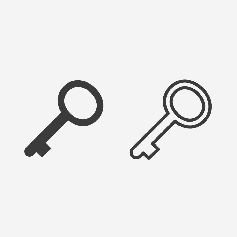 Key icon vector set. lock, close, open, unlock door symbol sign