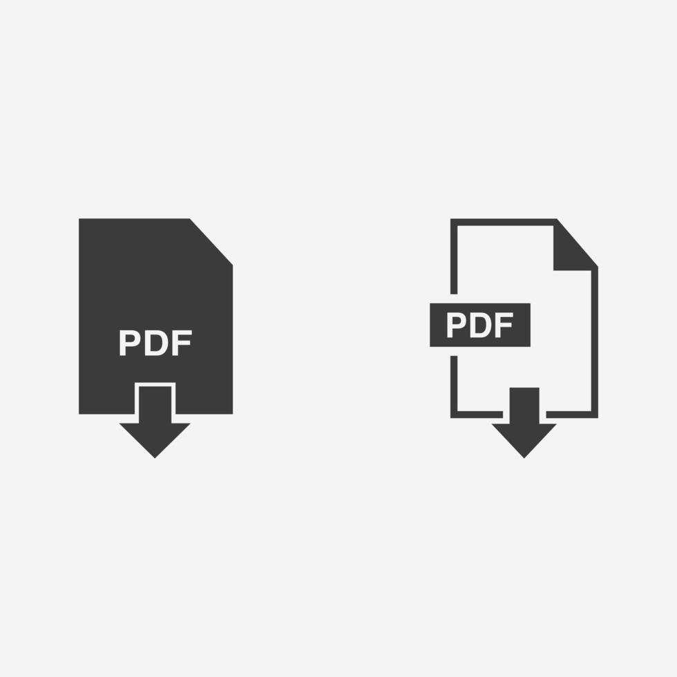 pdf document download file format icon vector set symbol sign