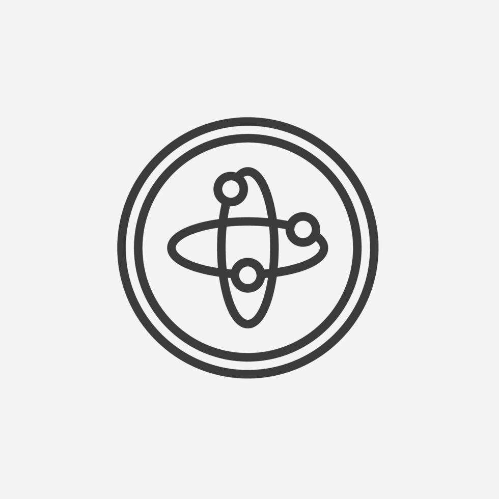 atómico, vector de icono de átomo aislado. núcleo, educación, símbolo de química