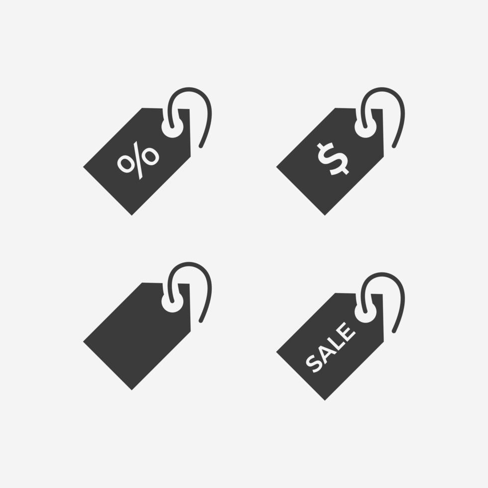 conjunto de vectores de iconos de etiqueta de venta. precio, venta, etiqueta, descuento, signo de símbolo de cupón