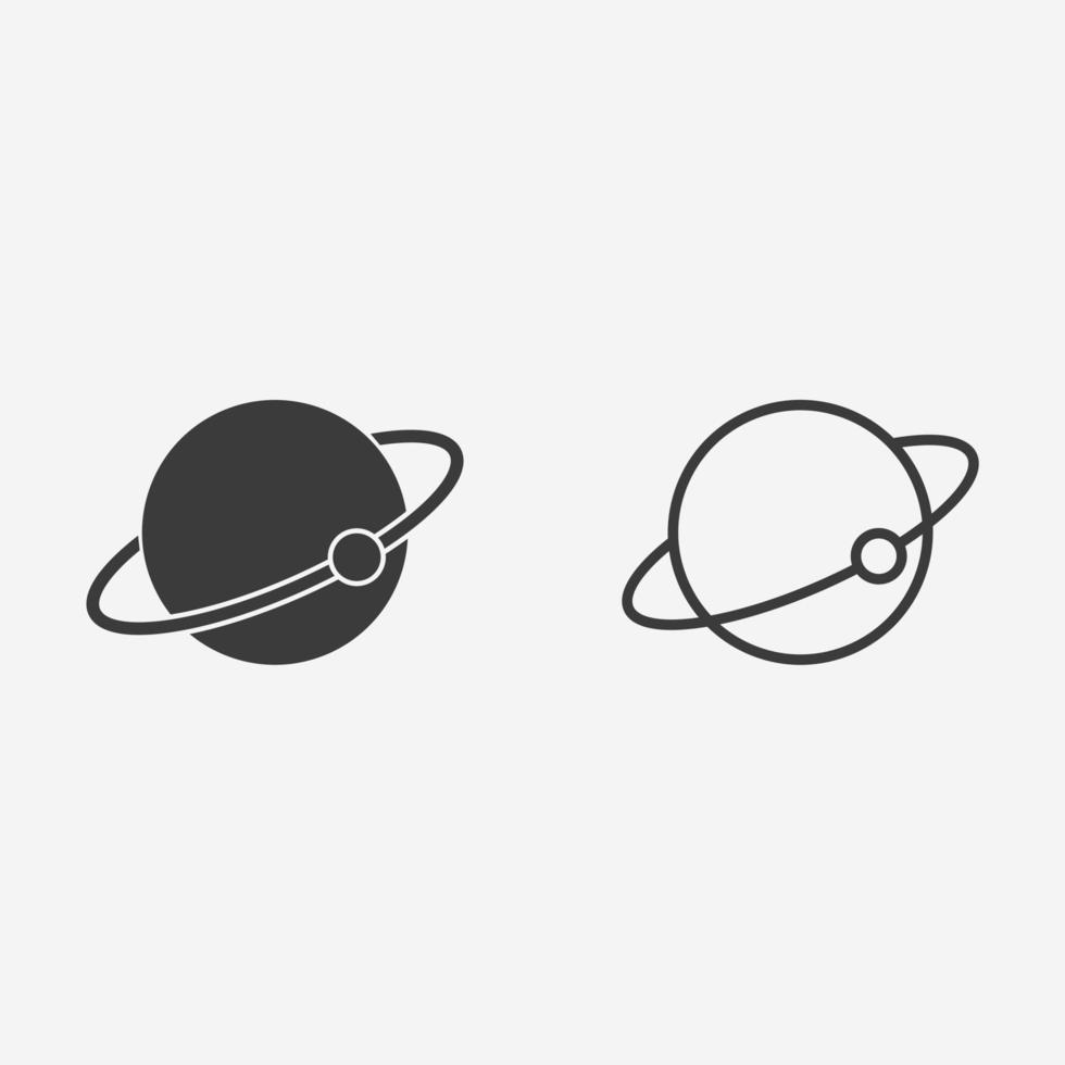 Planet with satellite, astronomy, galaxy icon vector isolated symbol sign