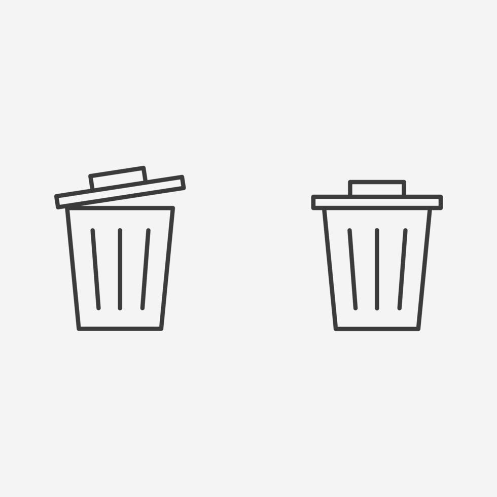 Recycle bin, garbage, basket, rubbish, trash, waste, recycling bin icon vector set symbol sign