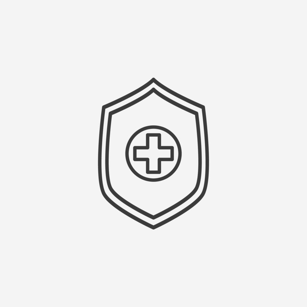 Health insurance, cross medical shield guard icon vector isolated. medicine, medical protection symbol sign