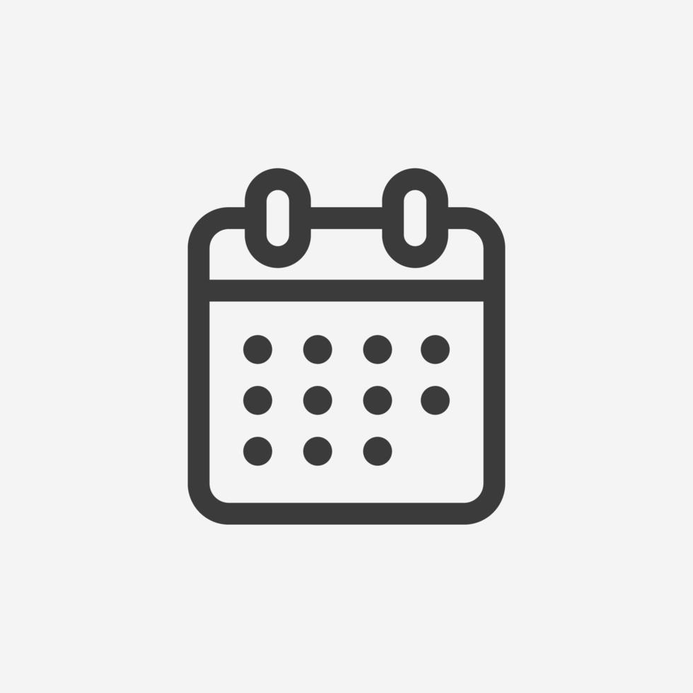 vector de icono de calendario. año, mes, hora, día, símbolo de programación