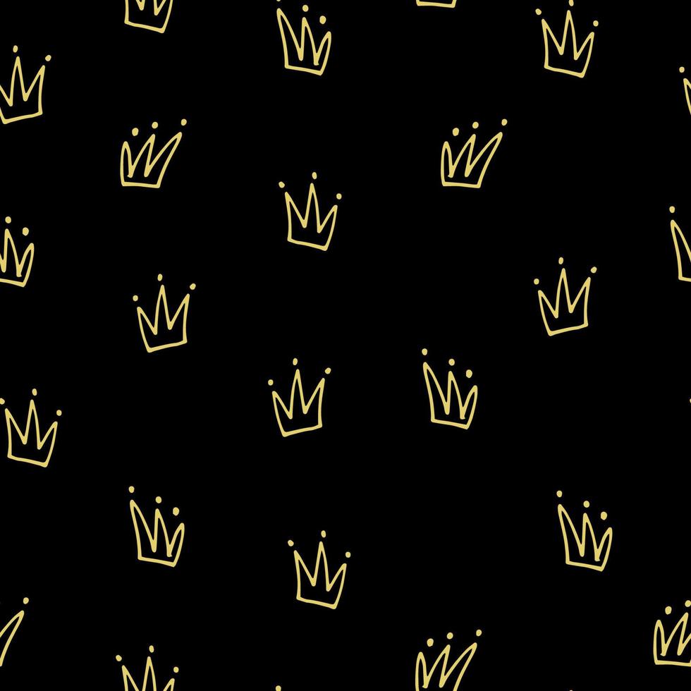 Vector crown seamless pattern. Hand drawn crowns isolated on white background. Vector stock illustration.