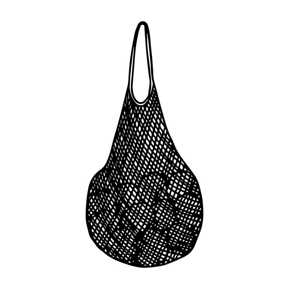 Eco mesh bag. Vector doodle shopping string eco bag.