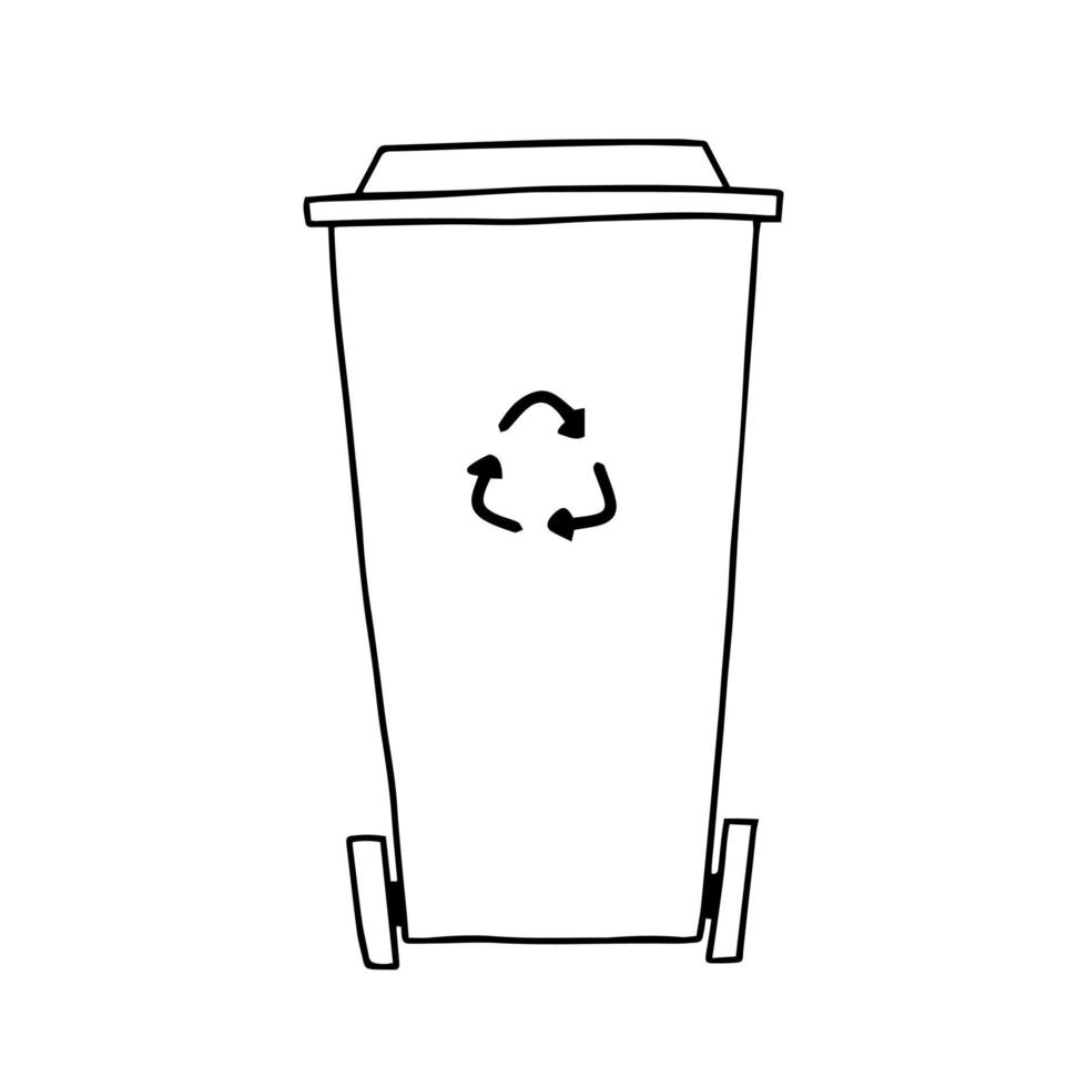 Trash can doodle vector. Trash bin recycle illustration vector