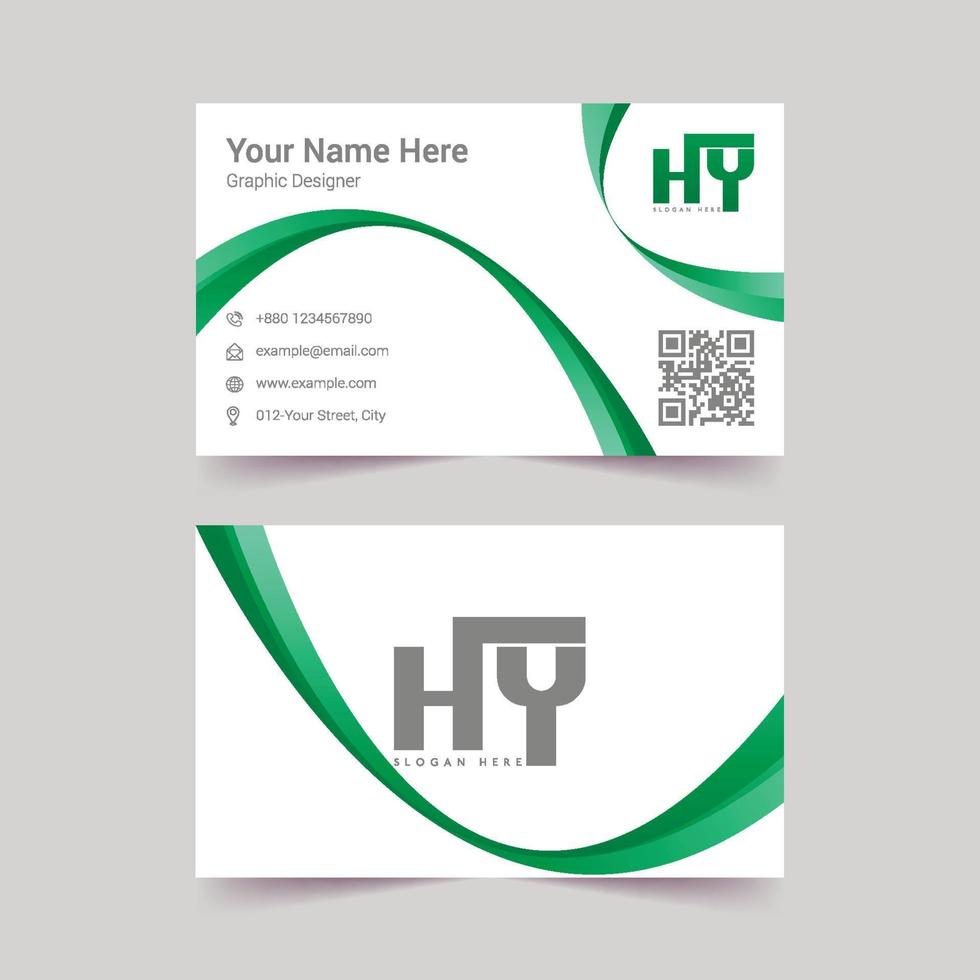 Green professional business card with bar code vector