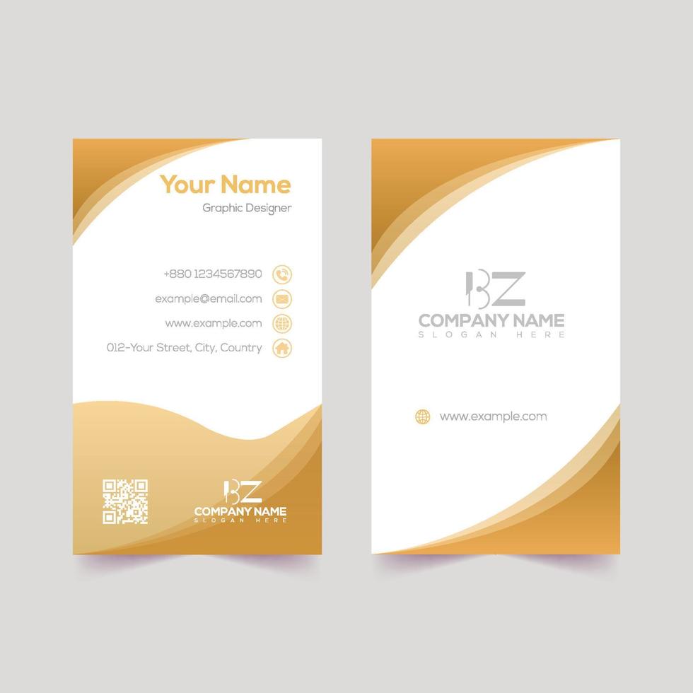 Golden horizontal business card template for corporate office vector