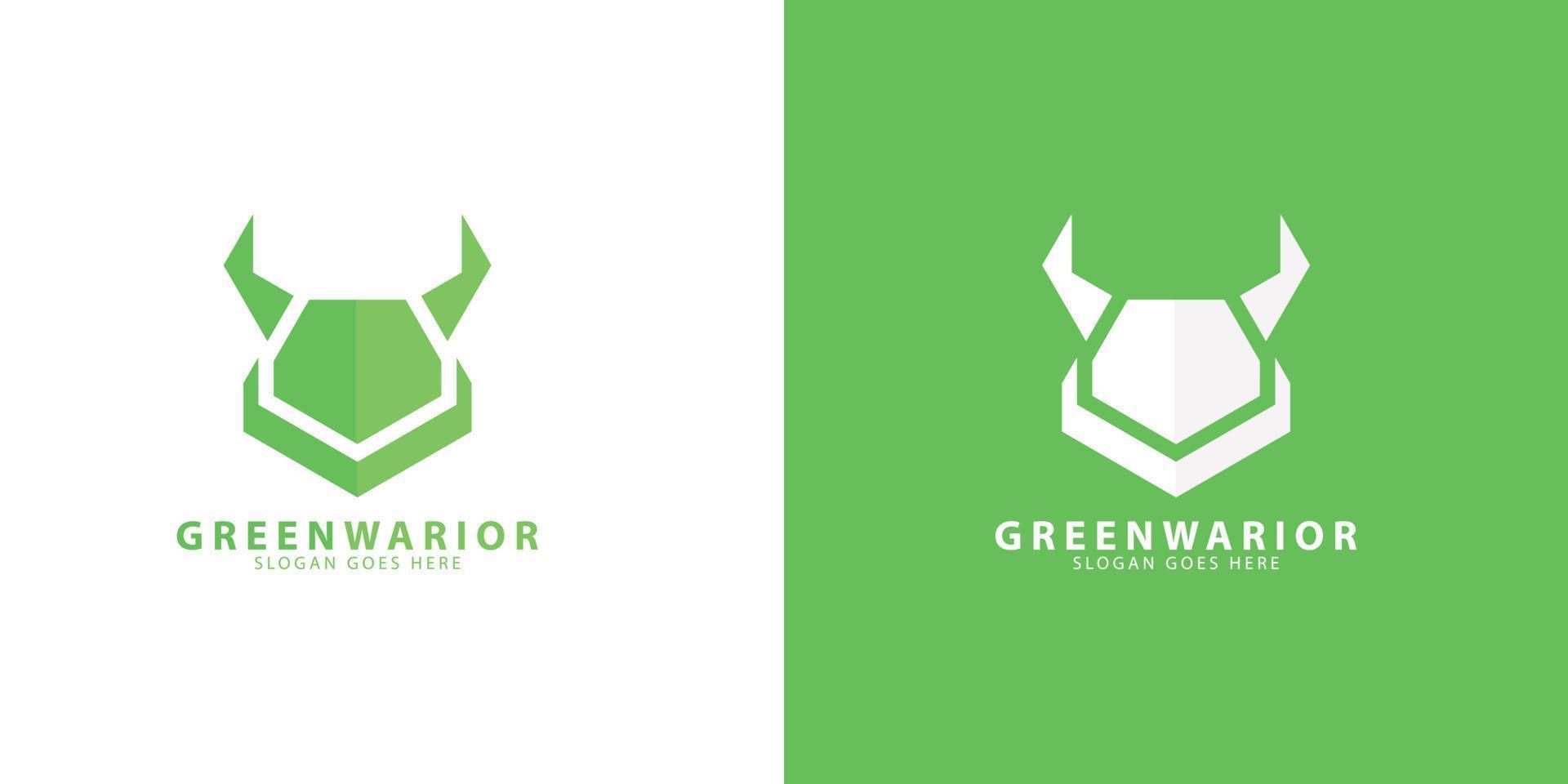 idea de diseño minimalista del logotipo de green warior vector