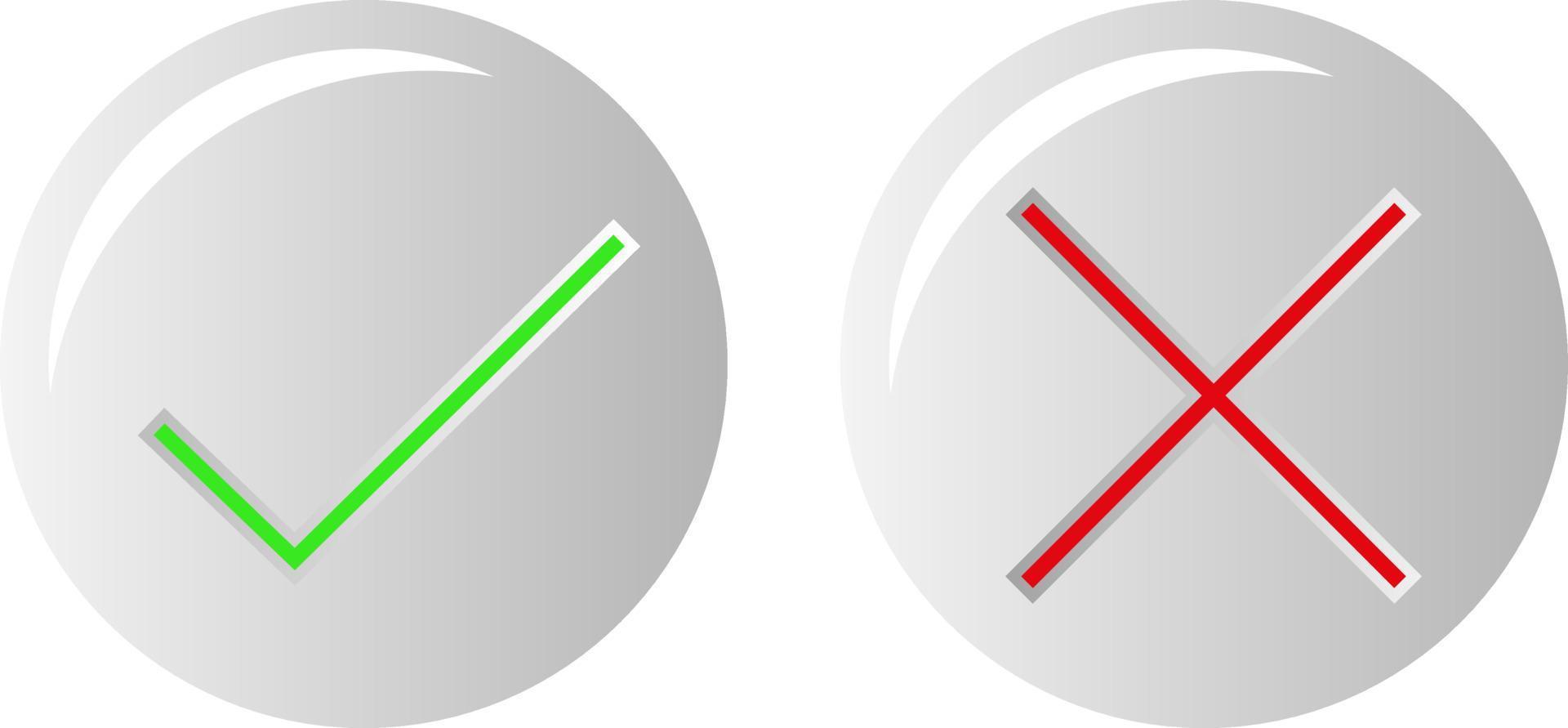 Accepted and rejected, tick and cross, approved and rejected, correct and incorrect, true and false. Green and red color. vector