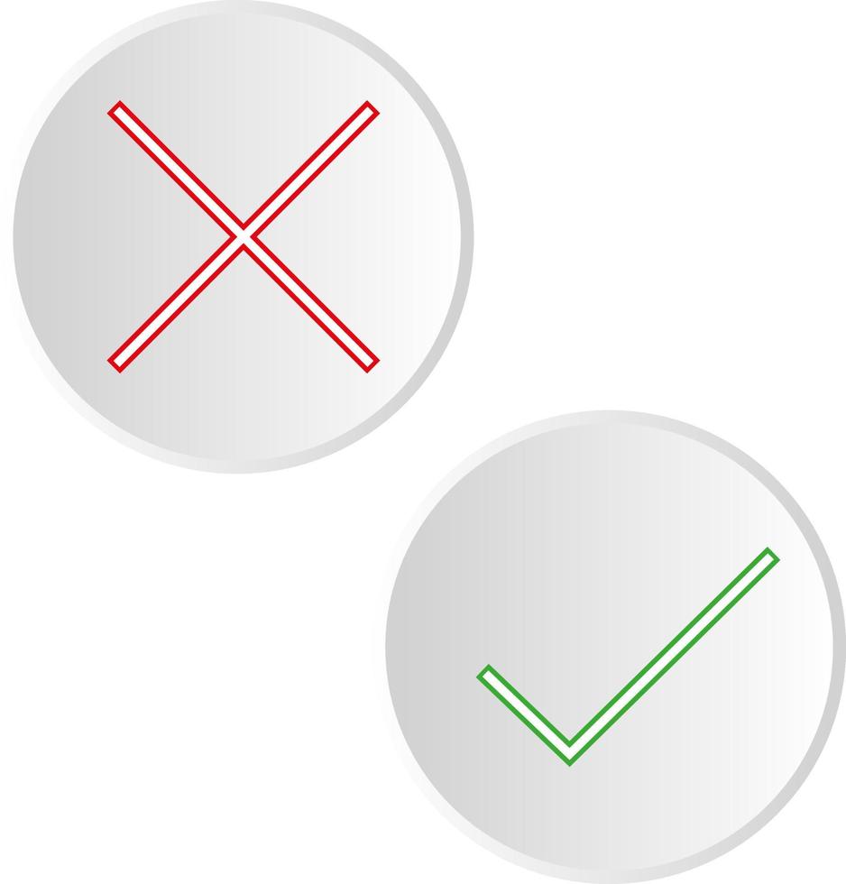 Green and red color. Accepted and rejected, tick and cross, approved and rejected, correct and incorrect, true and false. vector