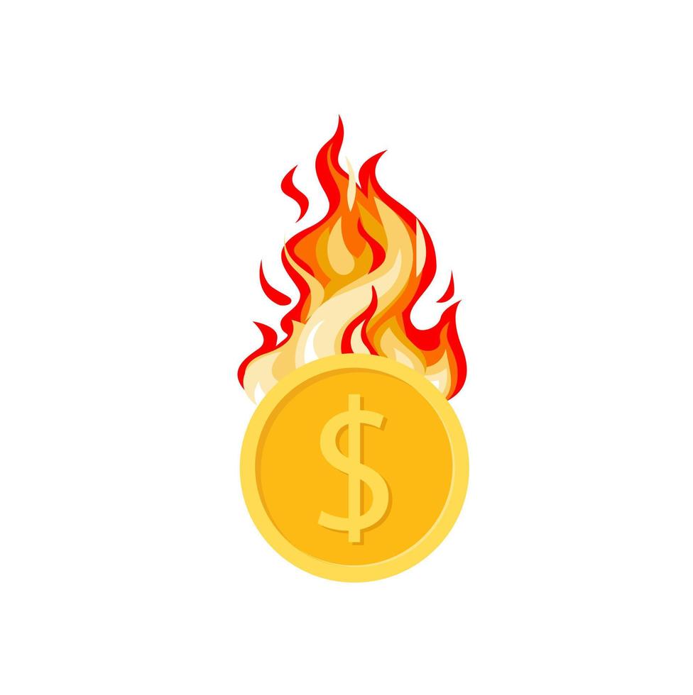 Illustration vector Graphic of inflation with burning coins