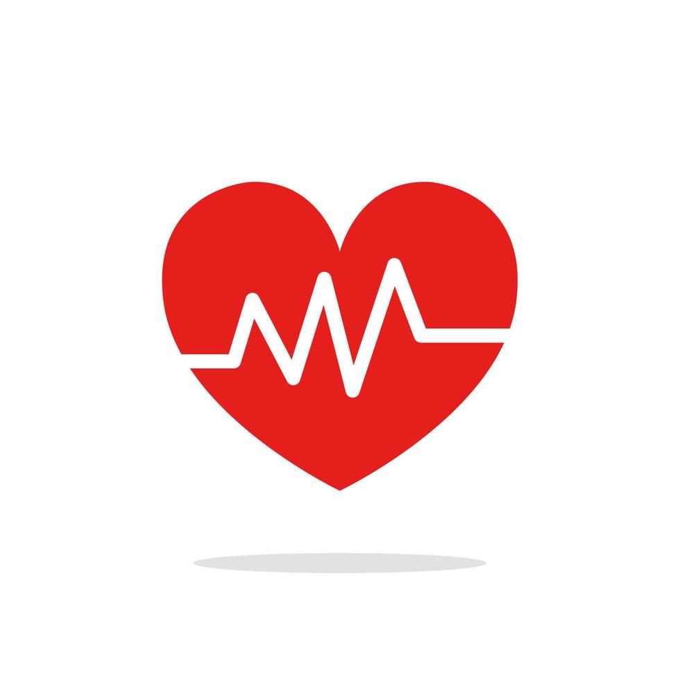Flat design of Heart beat and pulse for medical applications and valentines day vector