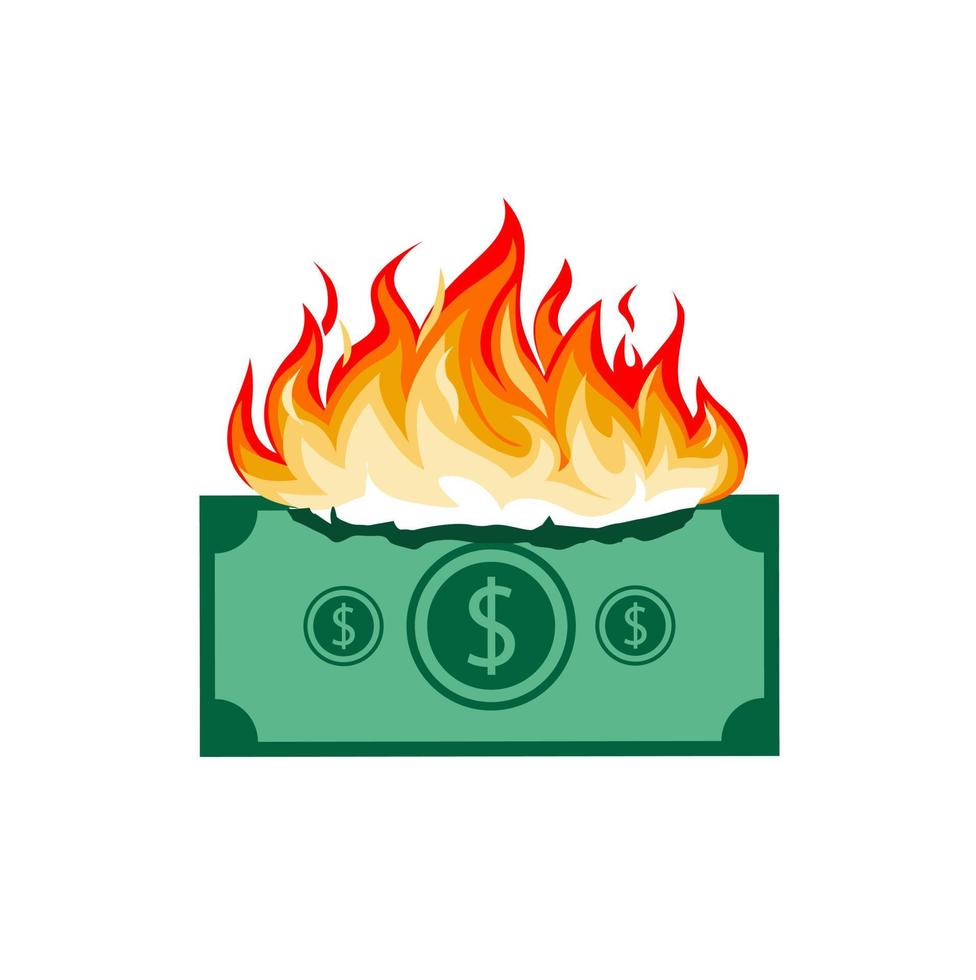 Free vector money burning isolated on white background