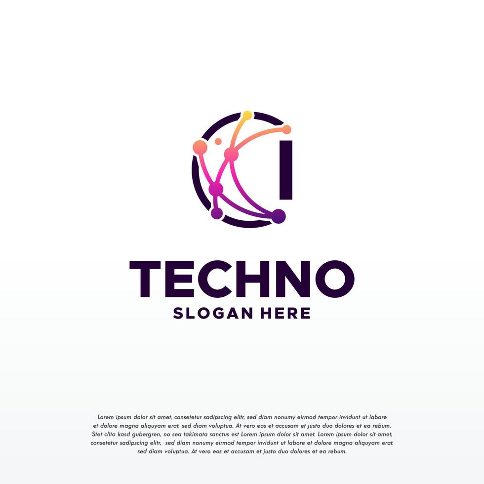 I initial Pixel technology logo designs concept vector, Network Internet Digital Wire logo vector