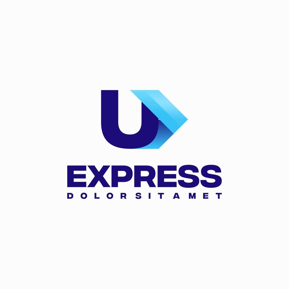 Fast Express U Initial Logo designs concept vector, express Arrow logo designs symbol vector