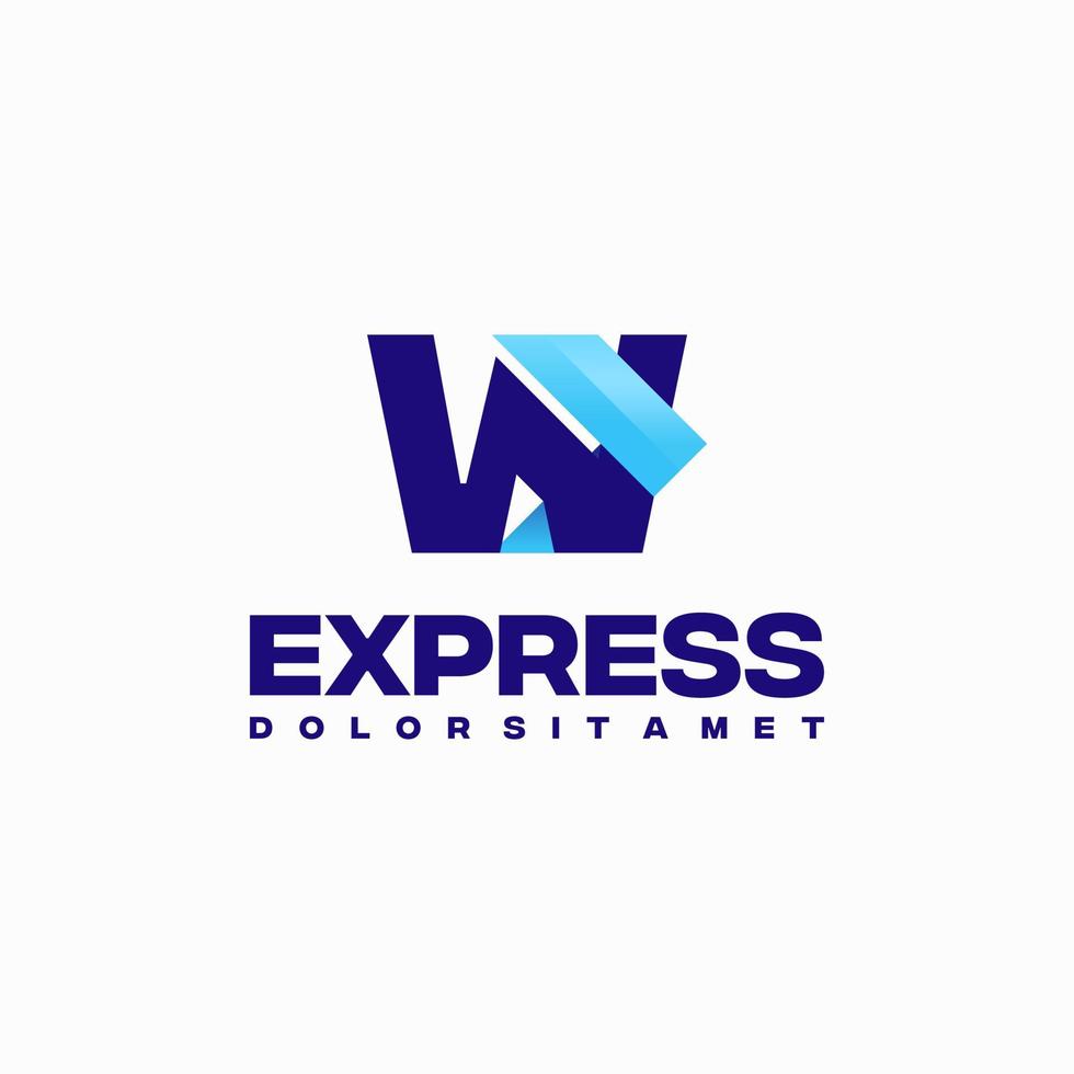 vector de concepto de diseño de logotipo inicial w express rápido, símbolo de diseño de logotipo de flecha express