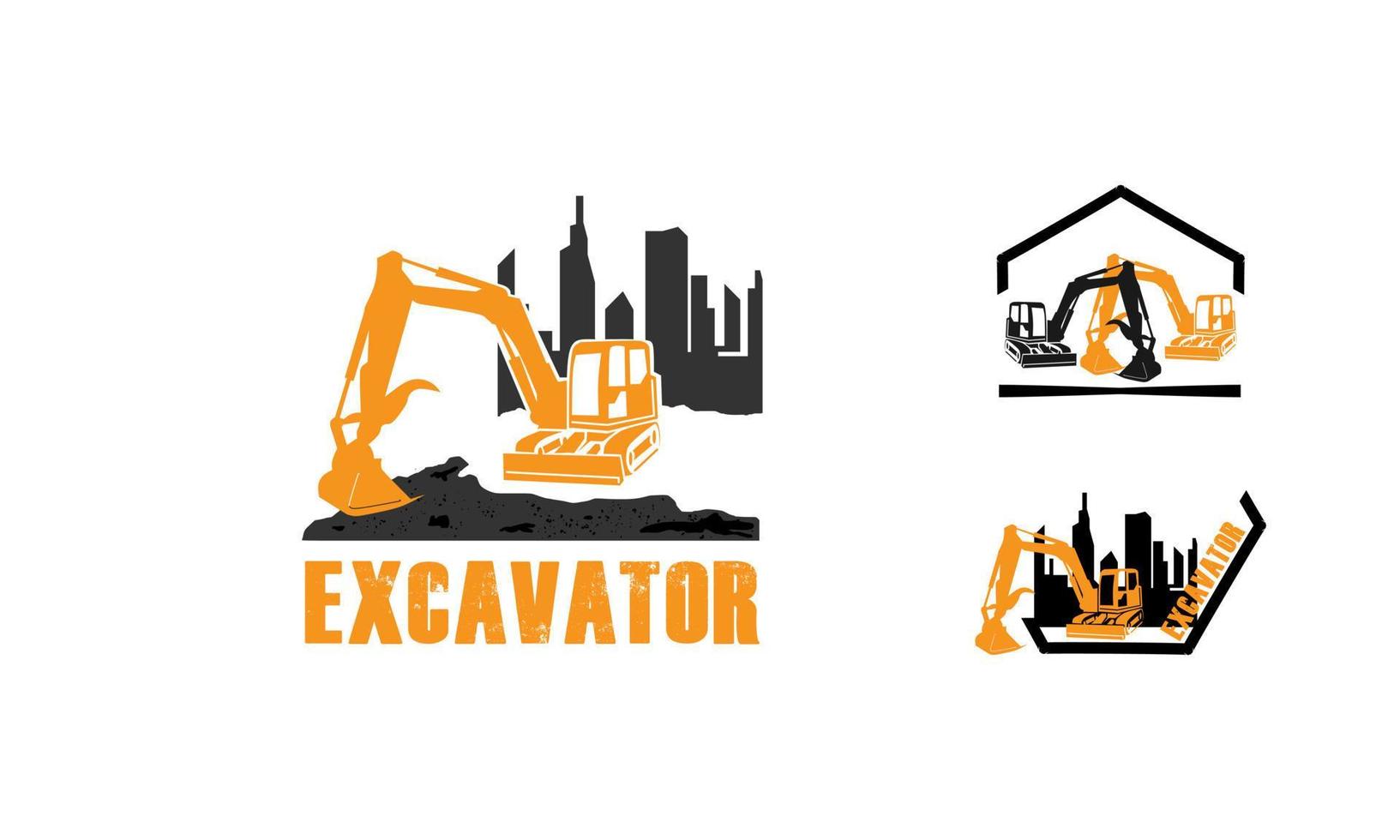 conjunto de diseños de logotipos de vehículos de construcción vectorial, logotipo de excavadora vector