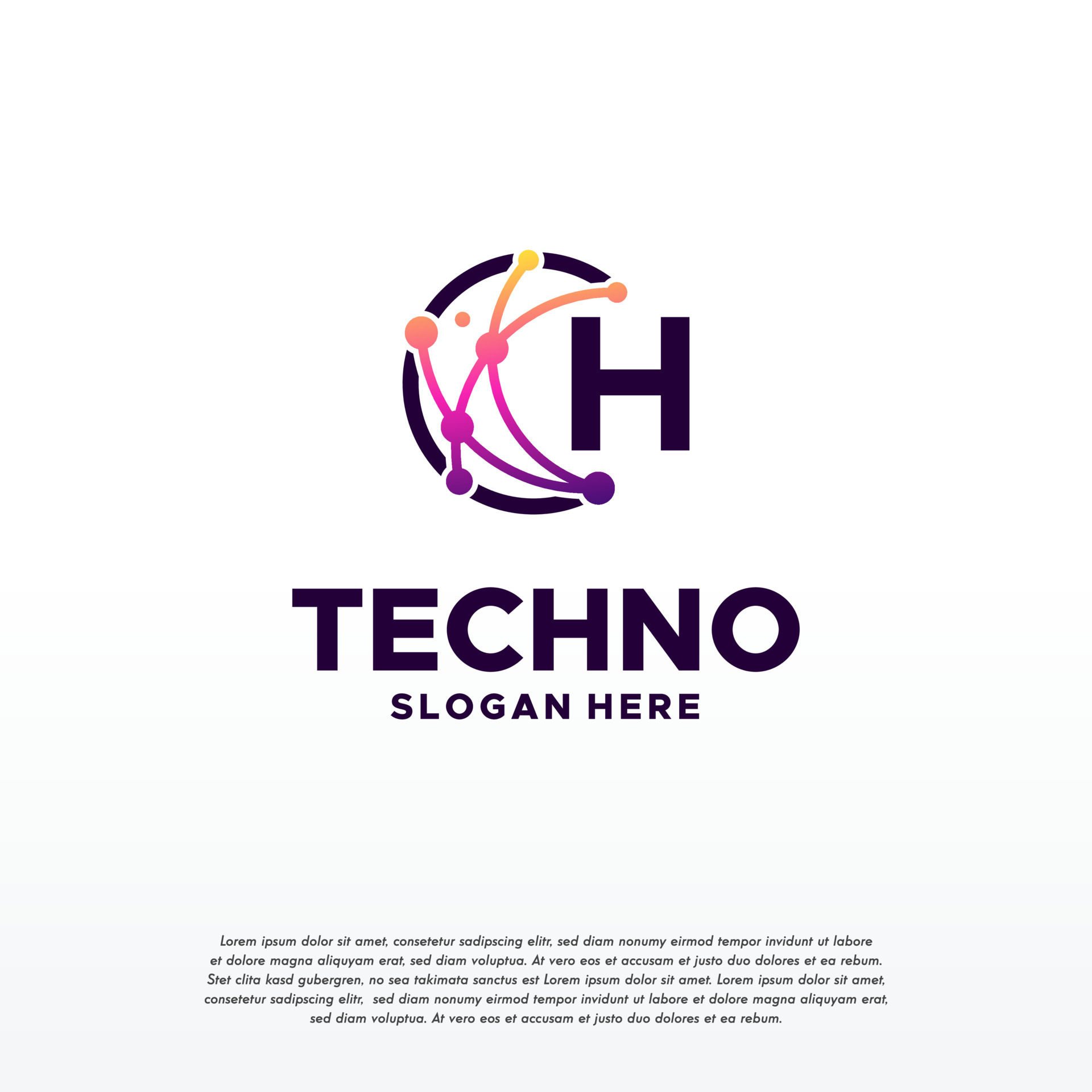 H initial Pixel technology logo designs concept vector, Network