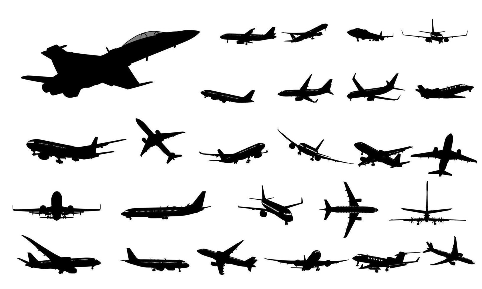 Set of Various Airplane Silhouette vector