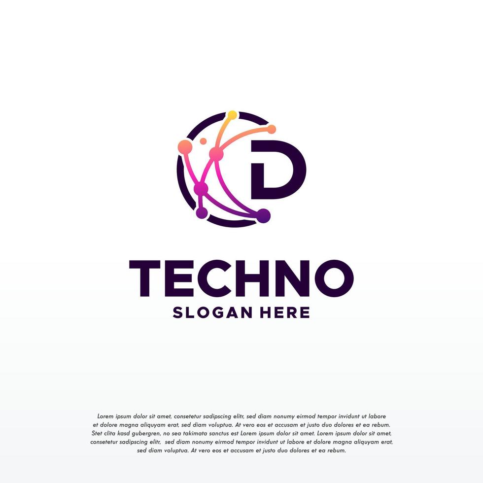 D initial Pixel technology logo designs concept vector, Network Internet Digital Wire logo vector